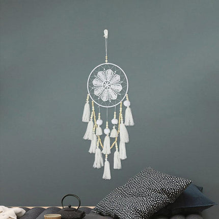 Handmade Dream Catcher Natural Macrame Hairball Art Wall Hanging Room Home Decor - Aimall