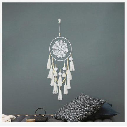 Handmade Dream Catcher Natural Macrame Hairball Art Wall Hanging Room Home Decor - Aimall