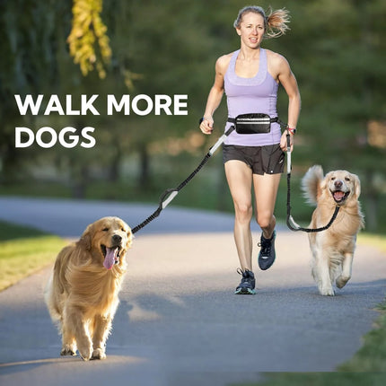 Hands Free Dog Running Leash with Waist Bag Reflective Adjustable Belt and Pouch