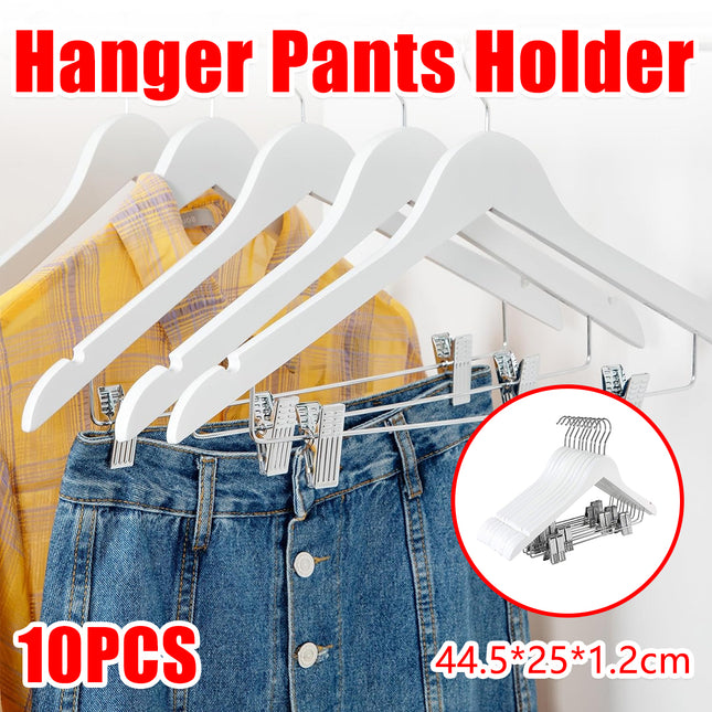 10PCS Quality Hanger Seamless Non-slip Clothes Bracing Storage Skirt Hangers