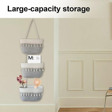 3-Tier Wall-Mounted Hanging Basket Storage Organizer For Clutter Space Saving