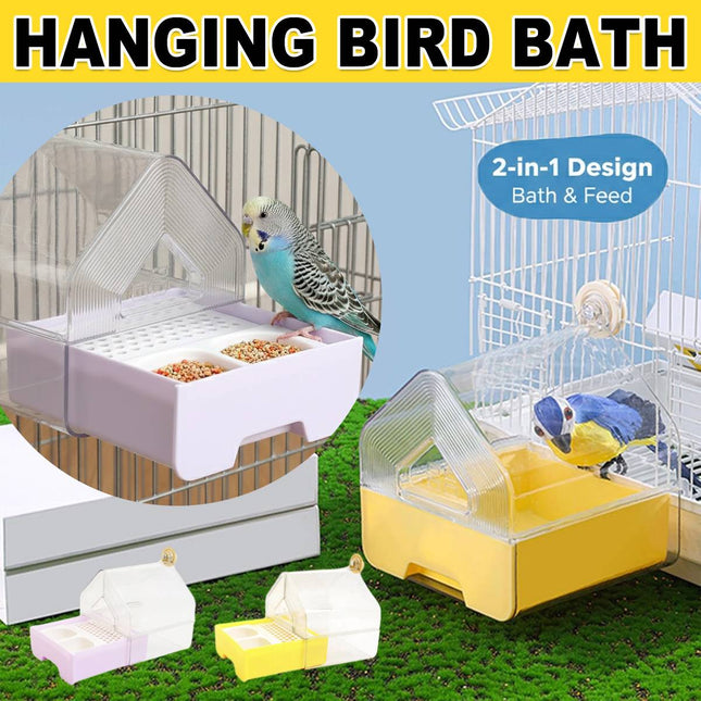 Parrot Bathtub Dual Use Feeder Cage Hanging Bowl Pet Bird Supply Cage Bird Bowl