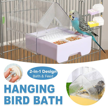 Parrot Bathtub Dual Use Feeder Cage Hanging Bowl Pet Bird Supply Cage Bird Bowl