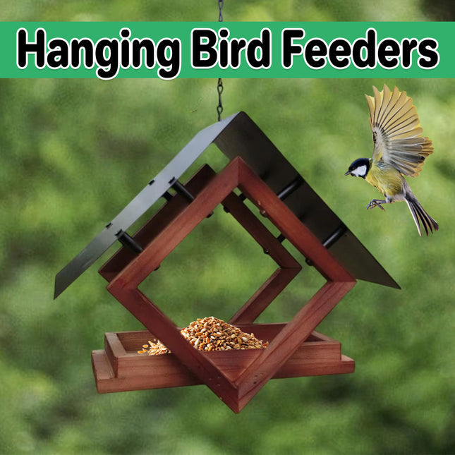Outdoor Hanging Bird Feeder Weatherproof with Chain for Garden Yard Patio Birds