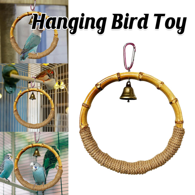 Parrot Bird Toy Hanging Ring with Bell Cockatiel Budgie Conure Foraging Play