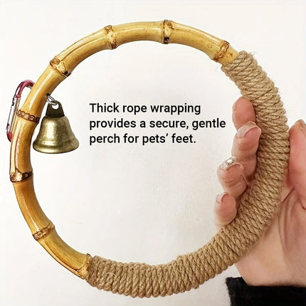 Parrot Bird Toy Hanging Ring with Bell Cockatiel Budgie Conure Foraging Play