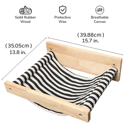 Solid Wood Wall Mounted Cat Hammock Durable Pet Bed for Indoor Cats Kittens Use