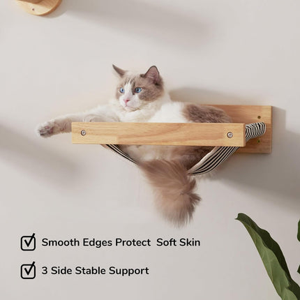 Solid Wood Wall Mounted Cat Hammock Durable Pet Bed for Indoor Cats Kittens Use