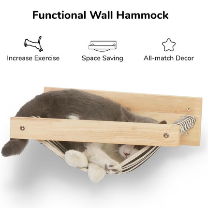 Solid Wood Wall Mounted Cat Hammock Durable Pet Bed for Indoor Cats Kittens Use