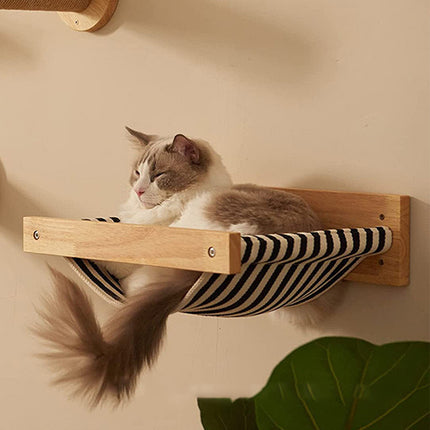 Solid Wood Wall Mounted Cat Hammock Durable Pet Bed for Indoor Cats Kittens Use