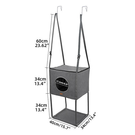 Metal Hook Double Layer Hanging Cat Hammock with Durable Fabric for Indoor Cats