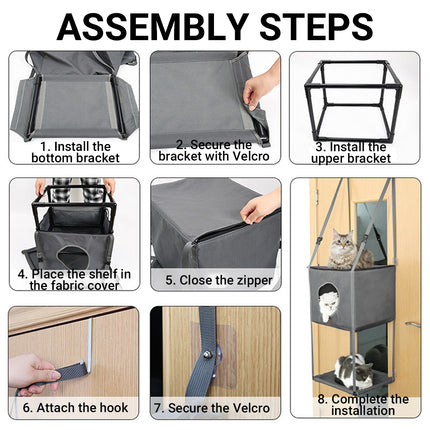 Metal Hook Double Layer Hanging Cat Hammock with Durable Fabric for Indoor Cats