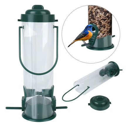 Hanging Bird Feeder Outdoor Wild Bird Seed Dispenser Clear Cup for Garden Yard