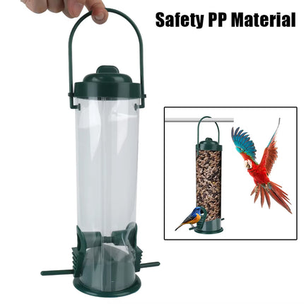 Hanging Bird Feeder Outdoor Wild Bird Seed Dispenser Clear Cup for Garden Yard
