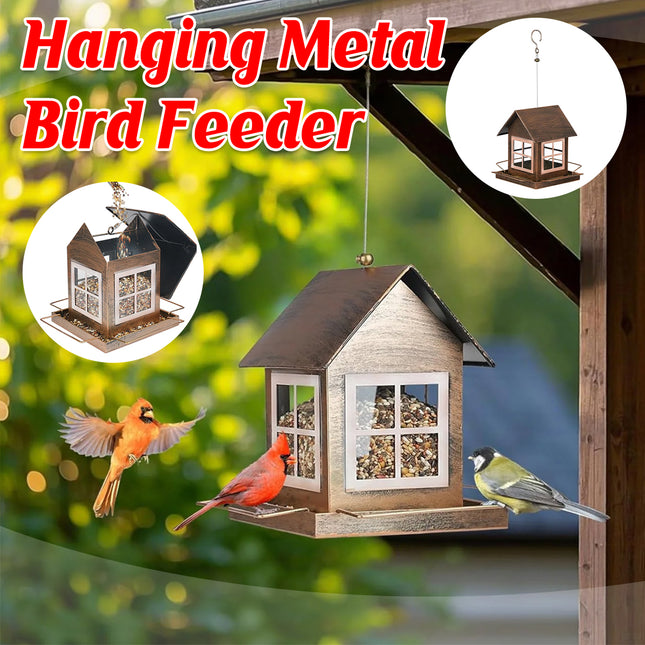Outdoor Hanging Metal Bird Feeder Rain-Proof for Garden Yard Patio Balcony Use