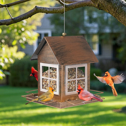 Outdoor Hanging Metal Bird Feeder Rain-Proof for Garden Yard Patio Balcony Use