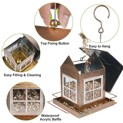 Outdoor Hanging Metal Bird Feeder Rain-Proof for Garden Yard Patio Balcony Use
