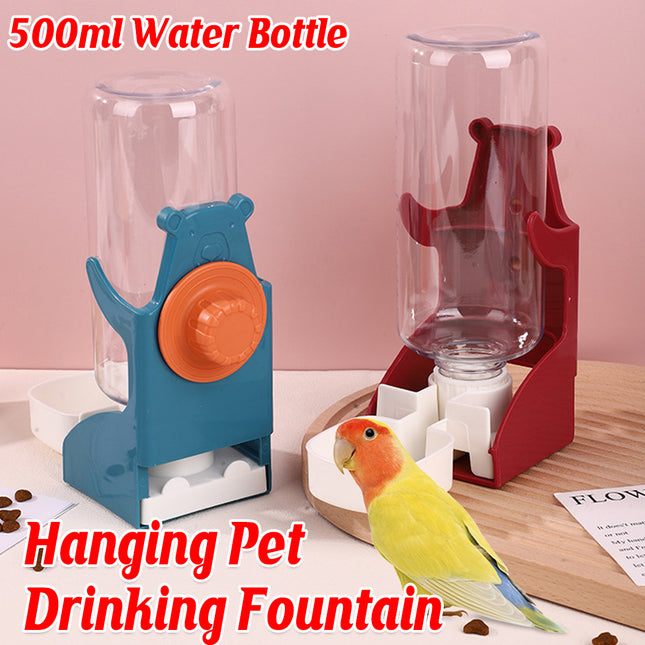 500ml Hanging Pet Drinking Fountain Auto Gravity for Cats Dogs Small Pets Cage