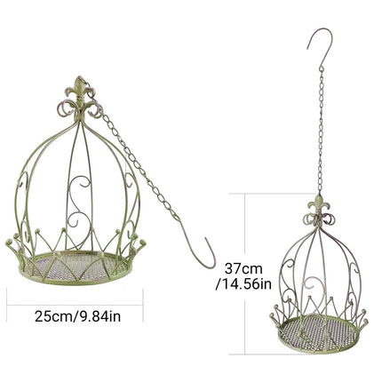 Iron hanging flower basket dimensions 25cm x 37cm - vintage distressed finish two sizes garden wall patio planter