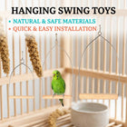 Natural Wood Parrot Chewing Perch Toy Bird Cage Swing Playground Stand