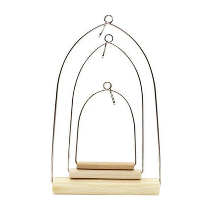 Natural Wood Parrot Chewing Perch Toy Bird Cage Swing Playground Stand