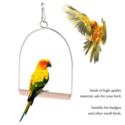 Natural Wood Parrot Chewing Perch Toy Bird Cage Swing Playground Stand