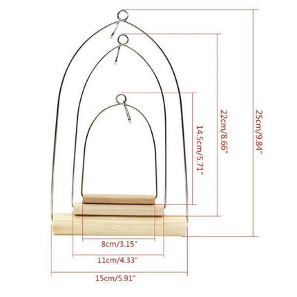 Natural Wood Parrot Chewing Perch Toy Bird Cage Swing Playground Stand