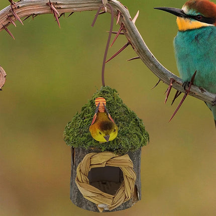 Outdoor Birdhouse Hanging Nest Small Birds Wooden Nesting Box For Courtyard