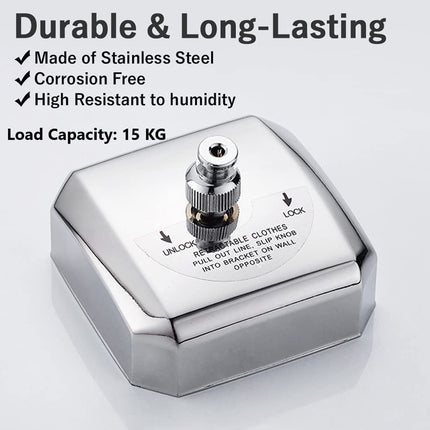 2.8m Invisible Clothesline Indoor Retractable Stainless Steel Wire Sturdy