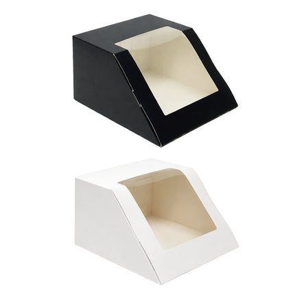 Slant Window Gift Boxes 10 Pack 19.5x22x12cm Black White