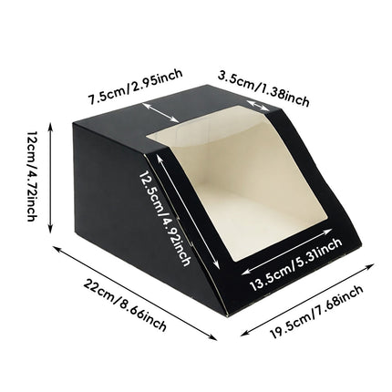Slant Window Gift Boxes 10 Pack 19.5x22x12cm Black White