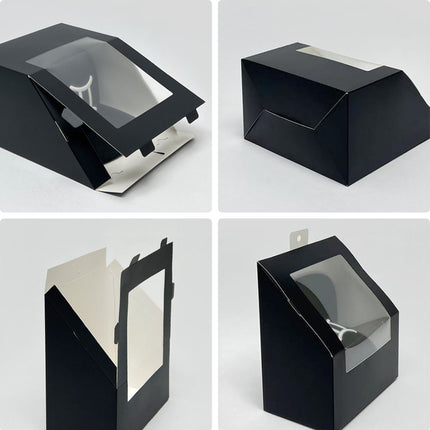 Slant Window Gift Boxes 10 Pack 19.5x22x12cm Black White