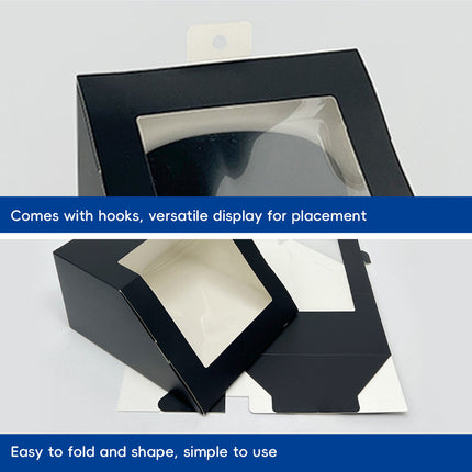 Slant Window Gift Boxes 10 Pack 19.5x22x12cm Black White