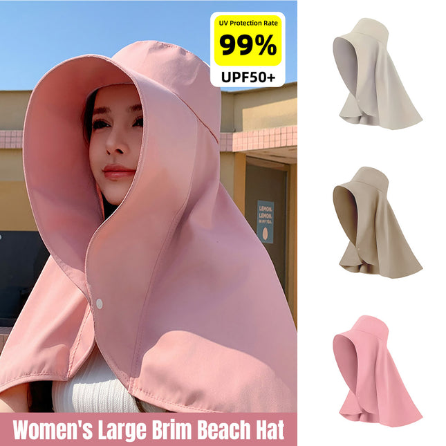 Women Summer Sun Protection Hat Large Brim Face Cover Shawl UV Protection Cap