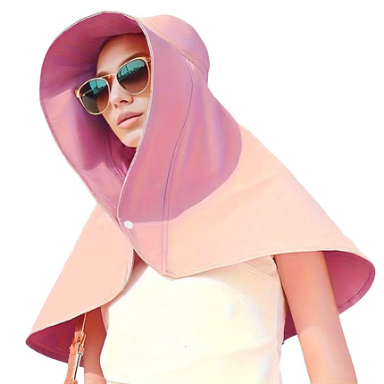 Women Summer Sun Protection Hat Large Brim Face Cover Shawl UV Protection Cap