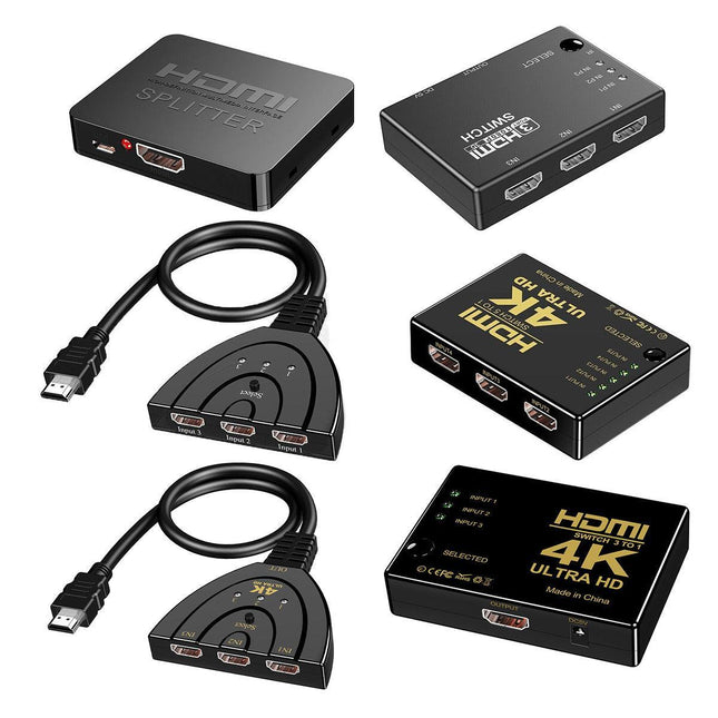 5 Port Hdmi Splitter Switch Switcher Hub Box Hdtv Ultra Hd 4K 60Hz With Remote - Aimall
