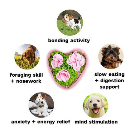 Dog Snuffle Mat Heart Shape Slow Feeder Puzzle Toy for Foraging Training