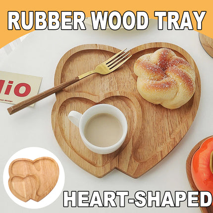 Heart Shape Wood Coffee Tray Food Cup Tray Decorative Wood Dessert Candy Tray