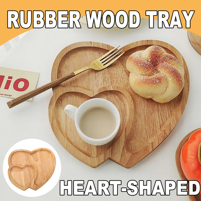 Heart Shape Wood Coffee Tray Food Cup Tray Decorative Wood Dessert Candy Tray