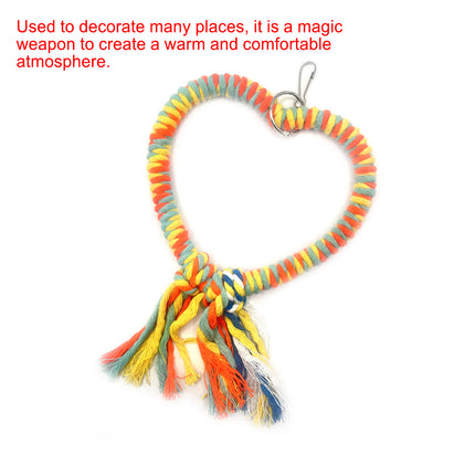 Bird Rope Swing Toy Heart Shape Cotton Perch Colourful Stand Parrot Accessory