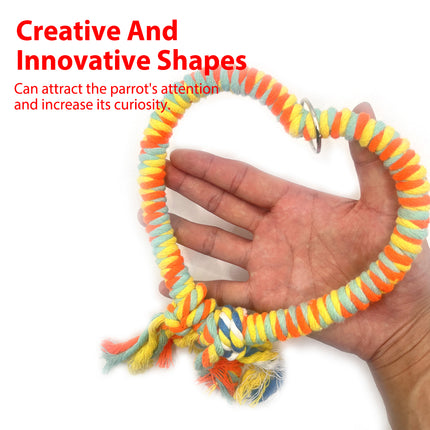 Bird Rope Swing Toy Heart Shape Cotton Perch Colourful Stand Parrot Accessory