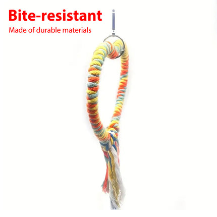 Bird Rope Swing Toy Heart Shape Cotton Perch Colourful Stand Parrot Accessory