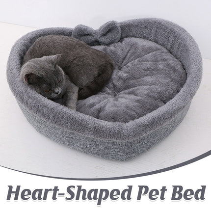 Soft Pet Bed Kennel For Small Medium Dogs Cats All Season Cushion Heart Shape