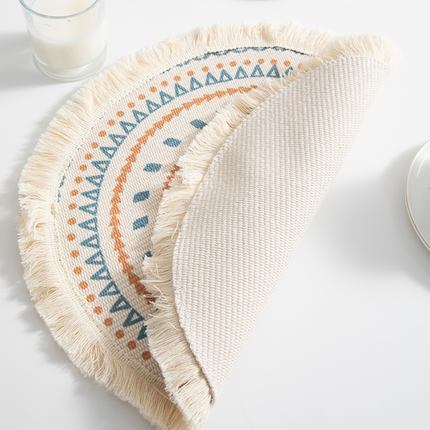 Round Placemats Fabric Heat Insulation Pads Coasters Home Decor Dining Table Mat