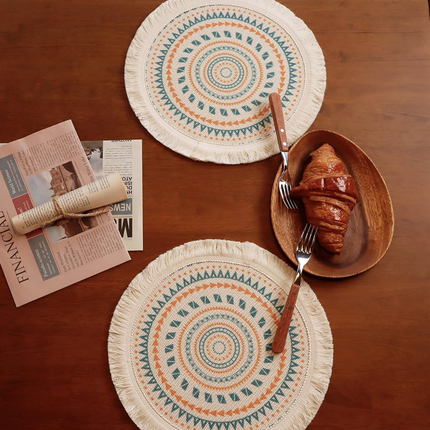 Round Placemats Fabric Heat Insulation Pads Coasters Home Decor Dining Table Mat
