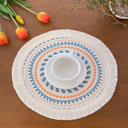 Round Placemats Fabric Heat Insulation Pads Coasters Home Decor Dining Table Mat