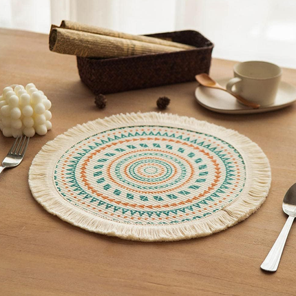 Round Placemats Fabric Heat Insulation Pads Coasters Home Decor Dining Table Mat