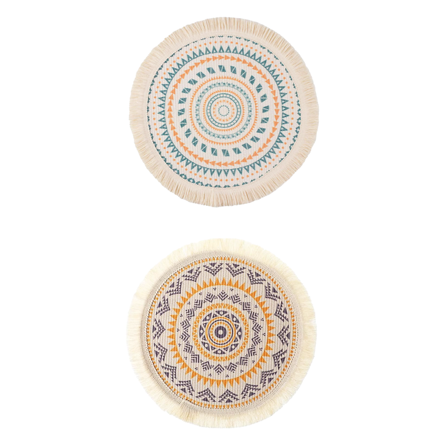 Round Placemats Fabric Heat Insulation Pads Coasters Home Decor Dining Table Mat