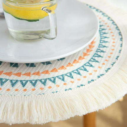 Round Placemats Fabric Heat Insulation Pads Coasters Home Decor Dining Table Mat