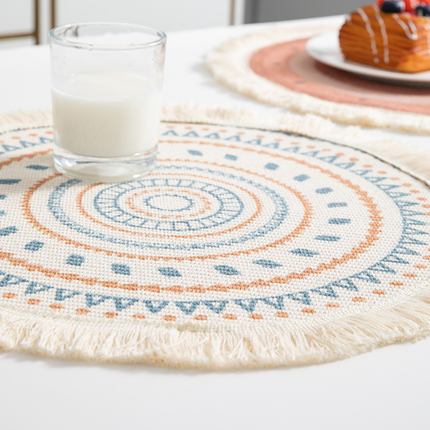Round Placemats Fabric Heat Insulation Pads Coasters Home Decor Dining Table Mat